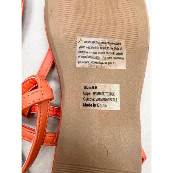Ny&Co Orange Ankle T Strap Open Toe Thong Sandals Womens Size 8.5 - Picture 5 of 7